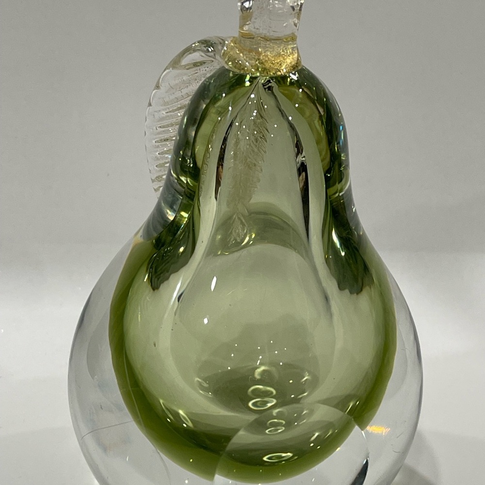 Alfredo Barbini Sommerso Gold Fleck Decor Murano Art ITALY Glass Pear Bookend - Picture 6 of 16